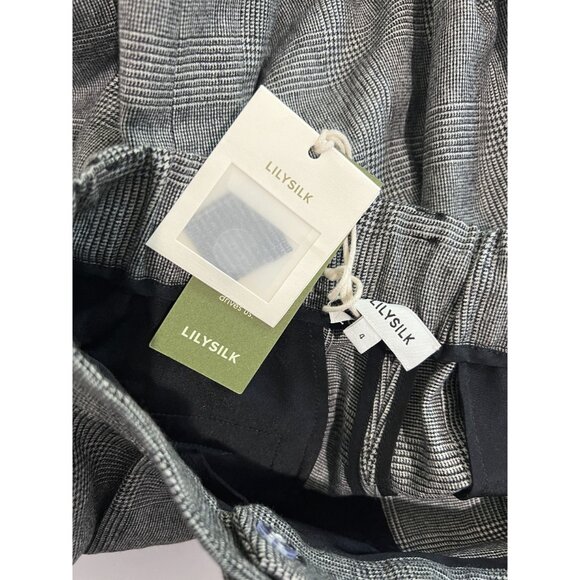 Lilysilk Wide Leg Wool Flannel Suit Trousers in Glen Check - Picture 7 of 7